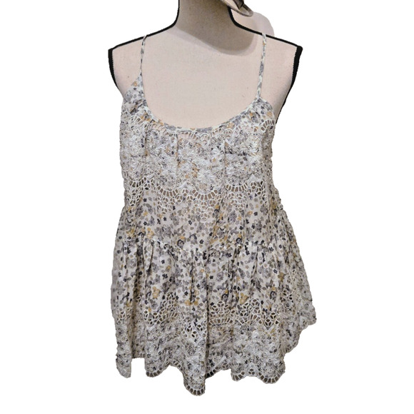 Free people sage floral tank top S Boho Camisole Adjustable straps - Picture 11 of 16
